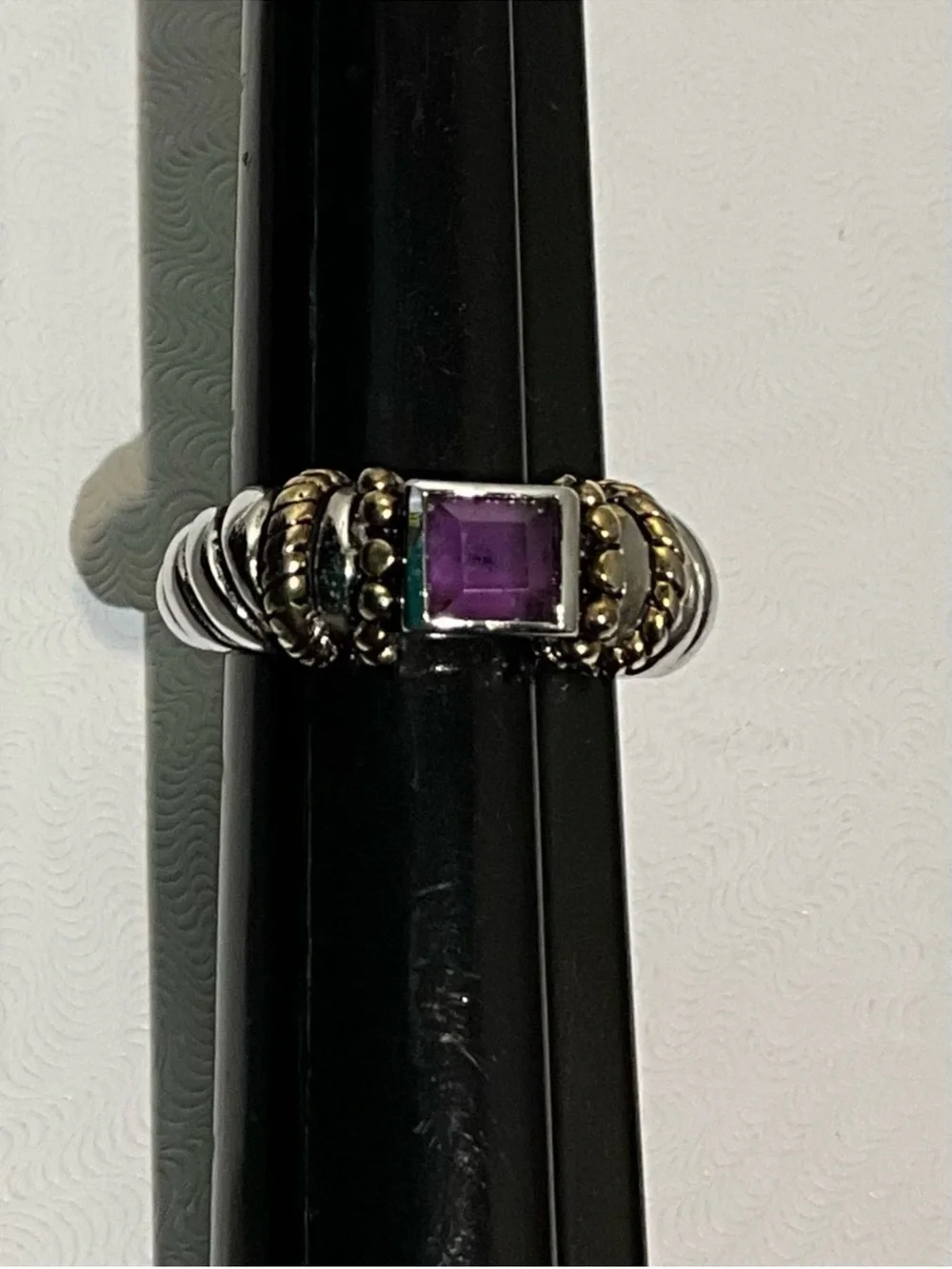 David Yerman, Sterling silver cable gemstone ring size 5.5